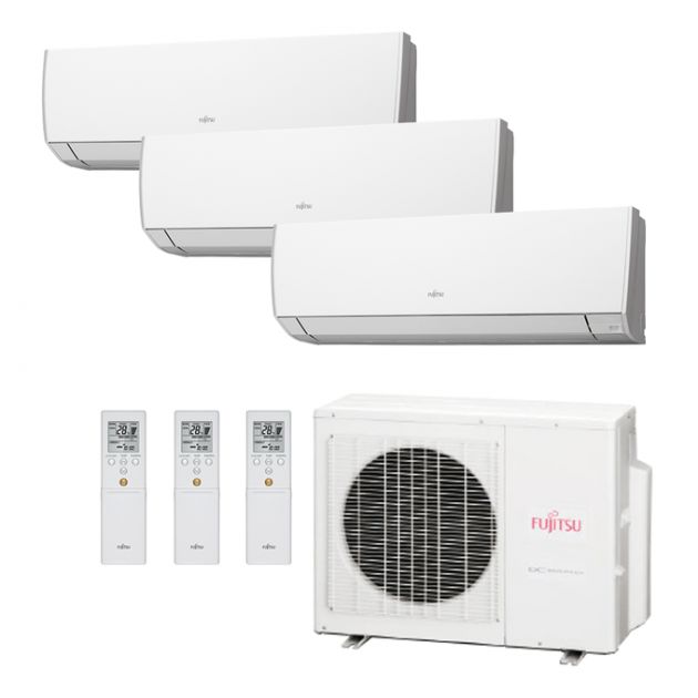 Ar Condicionado Multi Split Inverter Fujitsu 18.000 BTU/h (2x 7.000 e 1x 12.000) Quente/Frio 220V